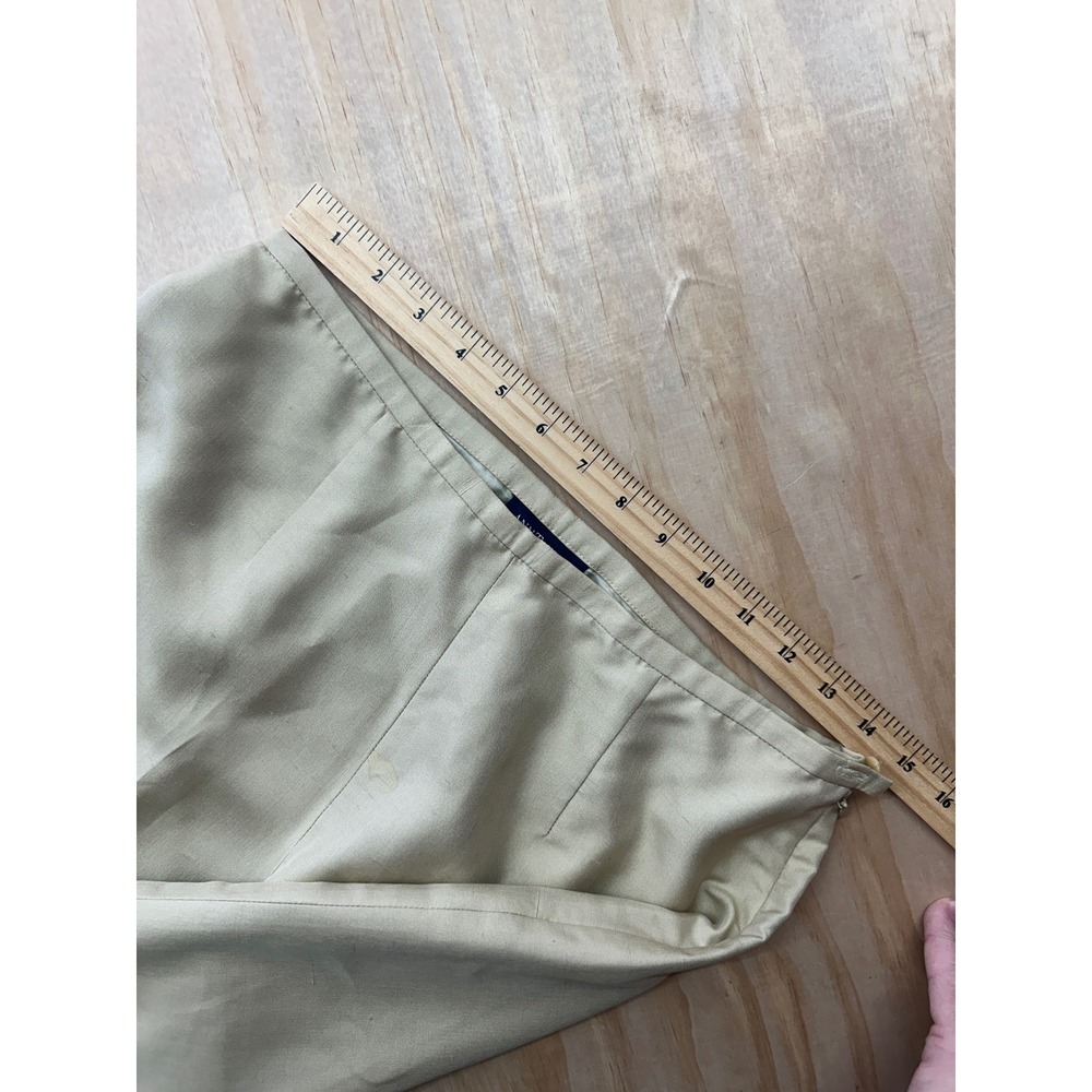 Ann Taylor Womens 8 Tan 100% Silk Cuffed Straight Leg Trousers High Rise Pants - Picture 7 of 7